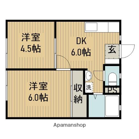 広栄アパートB(2DK/1階)の間取り写真