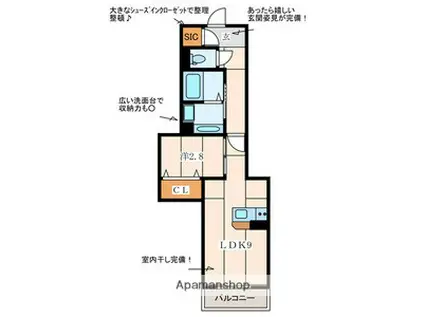 クリサンテーモ大和(1LDK/1階)の間取り写真