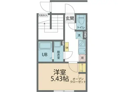 ポーラスター南橋本2(1K/1階)の間取り写真