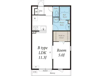 リブリ・シャルマンドミール(1LDK/2階)の間取り写真