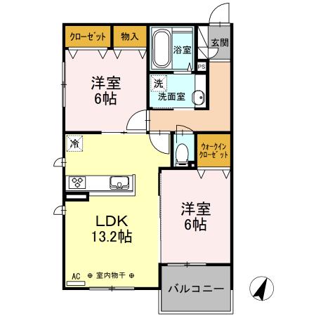 相武ガーデンコート(2LDK/3階)の間取り写真