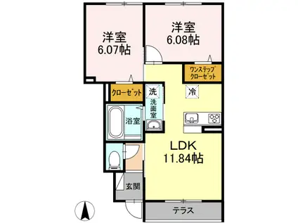 クレアージュ(2LDK/1階)の間取り写真