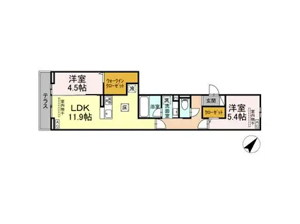 リエージュ(2LDK/1階)の間取り写真