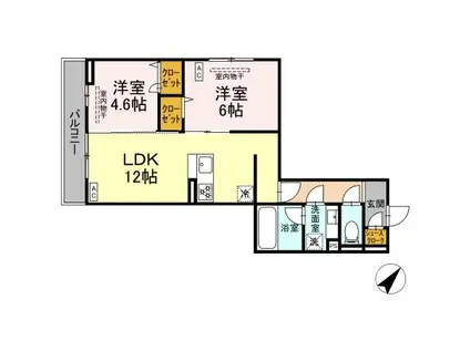 リエージュ(2LDK/3階)の間取り写真