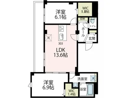 ニューグランデュールⅡ(2LDK/3階)の間取り写真