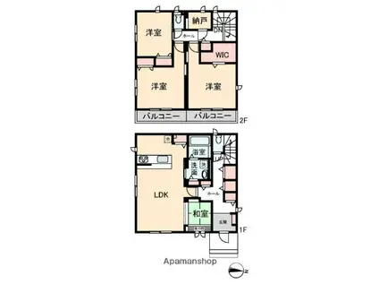 東急田園都市線 中央林間駅 徒歩5分 2階建 新築(3SLDK)の間取り写真
