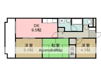 シャロム大和(3DK/5階)の間取り写真