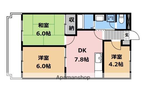 パークハイム鹿沼(3DK/4階)の間取り写真