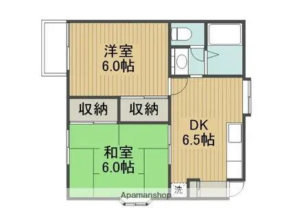 グランデュール山口(2DK/2階)の間取り写真