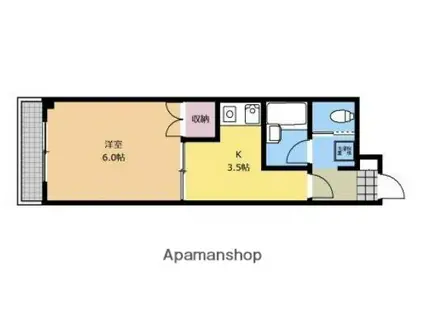 パステルコート古淵(1K/4階)の間取り写真