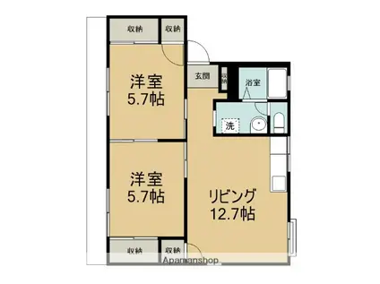 メゾンB(2LDK/1階)の間取り写真