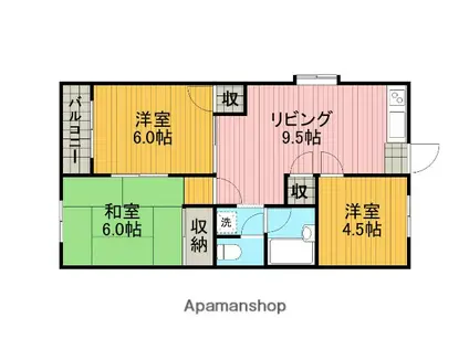 パレス相模大野(3DK/1階)の間取り写真