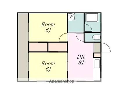 パンション・ホワイト(2DK/1階)の間取り写真