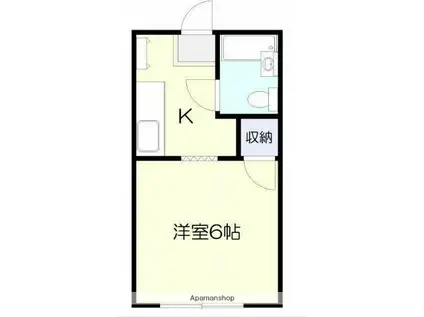 ビューハウス(1K/2階)の間取り写真