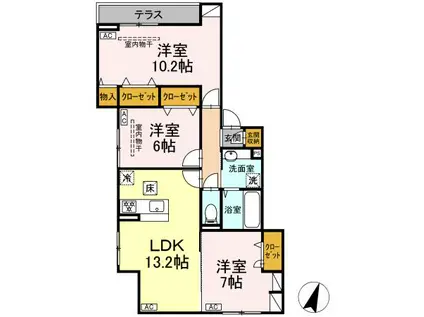 ホルテンジエ原町田(3LDK/1階)の間取り写真