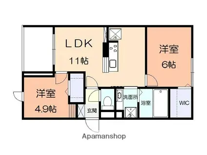 サンパティーク矢部(2LDK/2階)の間取り写真