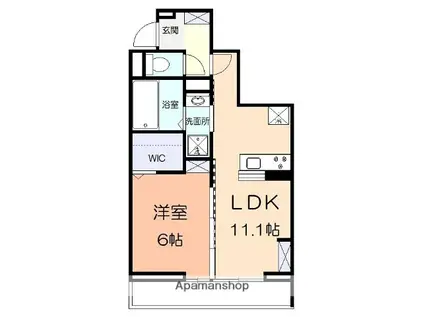 サンパティーク矢部(1LDK/1階)の間取り写真