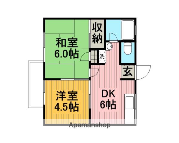 コーポ小町(2DK/1階)の間取り写真