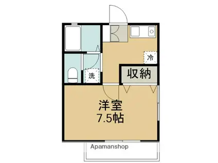 サンハイム上町(1K/1階)の間取り写真