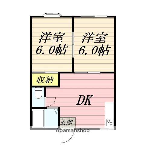 プライムヒル(2DK/1階)の間取り写真