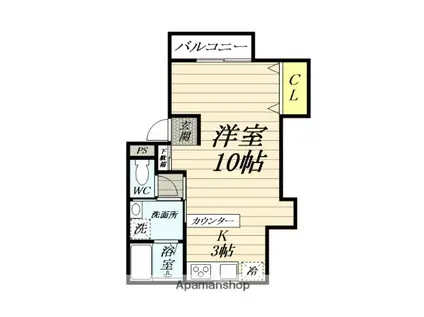 ヴィラソレイユ(ワンルーム/2階)の間取り写真