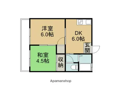 日の出コーポ(2K/2階)の間取り写真