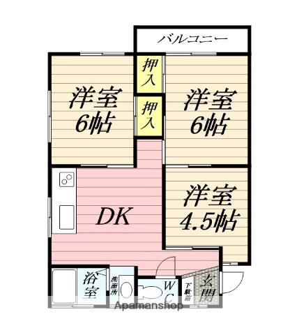 第3ハッピーヒルハイツ(3DK/3階)の間取り写真