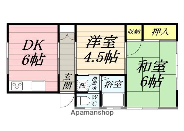 メゾン坪井(2DK/2階)の間取り写真
