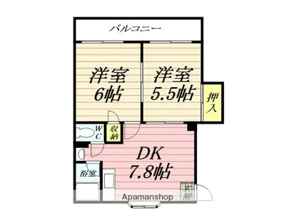 ハイツウエストB(2DK/2階)の間取り写真