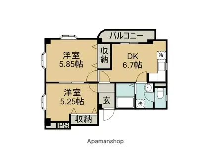 クレスト(2DK/2階)の間取り写真