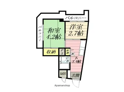 MKハイツ(2K/4階)の間取り写真