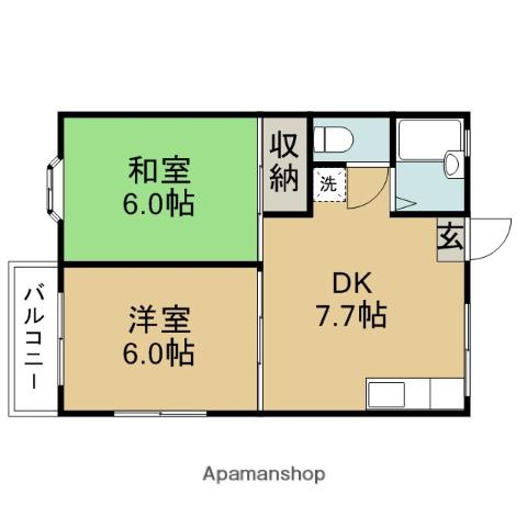 ヴィラ森崎(2DK/2階)の間取り写真