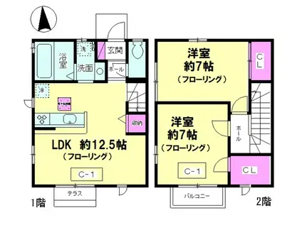 デルニエC棟(2LDK)の間取り写真
