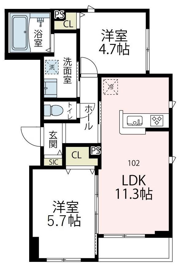 メゾンアイ3(2LDK/1階)の間取り写真