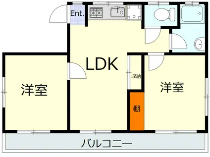 SKY HI三崎(2LDK/2階)の間取り写真