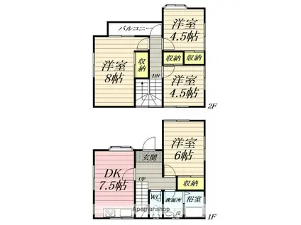 横須賀線 衣笠駅 徒歩30分 2階建 築33年(4DK)の間取り写真