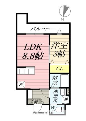 深田台アパート(1LDK/1階)の間取り写真