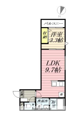 深田台アパート(1LDK/3階)の間取り写真