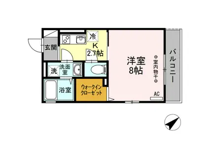 フレシール(1K/2階)の間取り写真