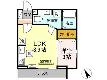 DBLESS横須賀II(1LDK/1階)の間取り写真