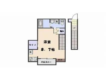 衣笠レジデンス(1K/2階)の間取り写真