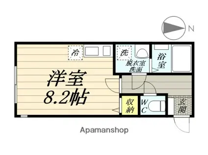 風のテラス(ワンルーム/1階)の間取り写真