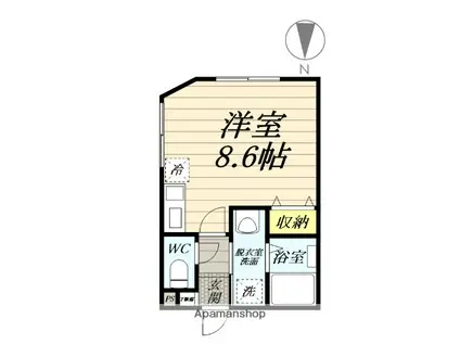 風のテラス(ワンルーム/1階)の間取り写真