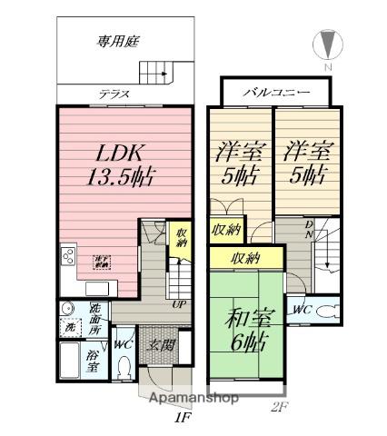 小矢部テラスハウス(3LDK)の間取り写真