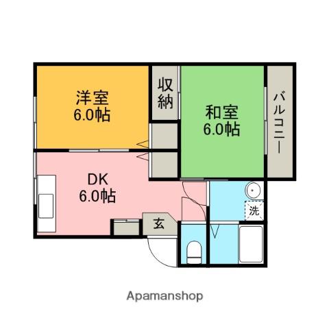 ハイツパステル(2DK/2階)の間取り写真