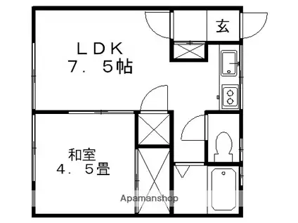 雨宮アパート(1DK/1階)の間取り写真