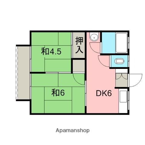 常和荘(2DK/2階)の間取り写真
