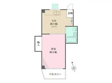 サンハイツ木月(1DK/3階)の間取り写真