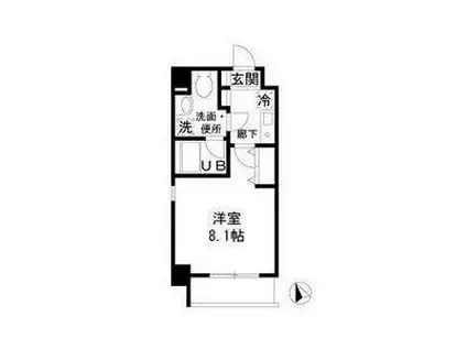 自由が丘カントリー倶楽部(1K/3階)の間取り写真