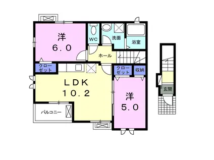 ソレイユ(2LDK/2階)の間取り写真